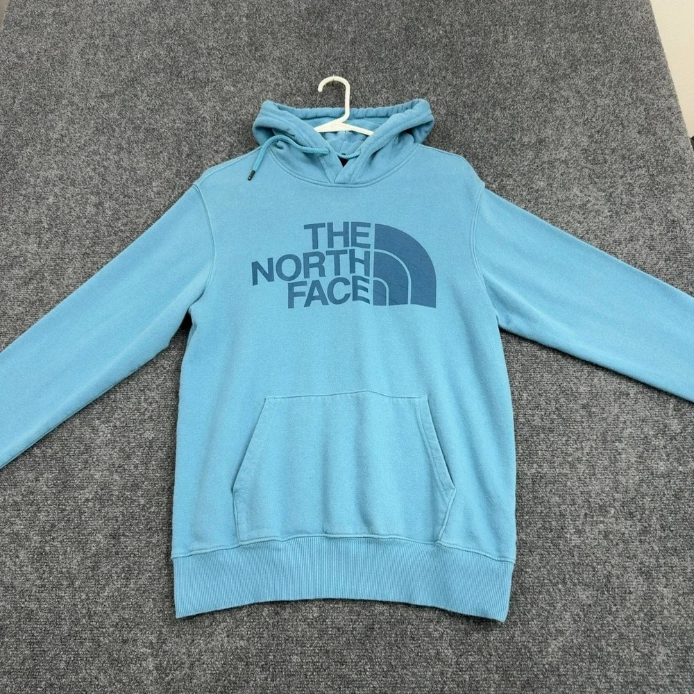 The North Face Hoodie Mens S Blue Cotton Blend Graphic Logo Gorpcore Outdoor